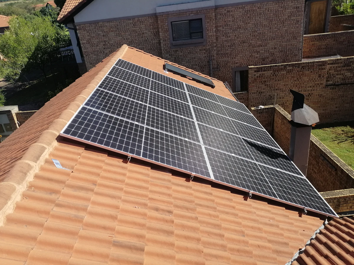 Solar panels on a tiled house roof